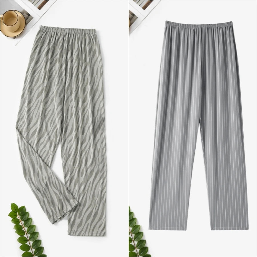 Spring, Autumn and Winter Men's Single-Piece Pajama Pants, Thickeneded Pants, Plus Fat, Large Size, Casual, Can Be Worn Outside, Fashionable Home Pants