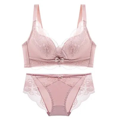 Soft Comfort Wireless Lace Bra Set Push Up Adjustable Shape Breathable Skin Friendly Ladies Underwear Lingerie Set To All Season