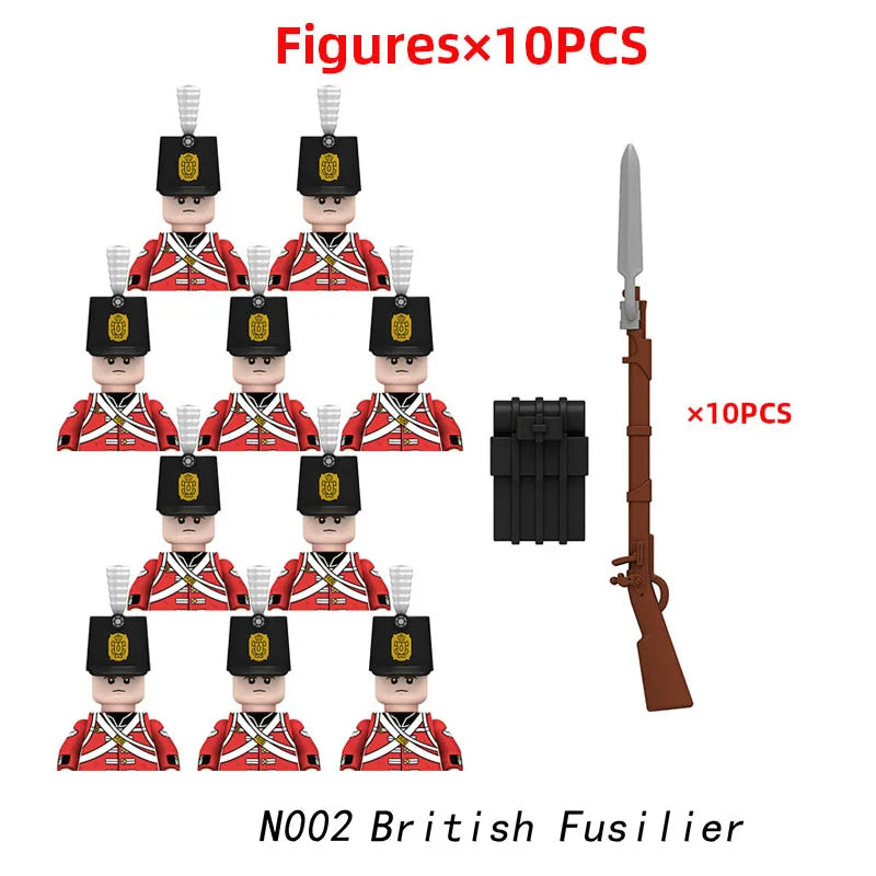 MOC Historical Military Building Blocks Figures Napoleonic Wars British Infantry Soldiers Rifle DIY Brick Toys For Birthday Gift