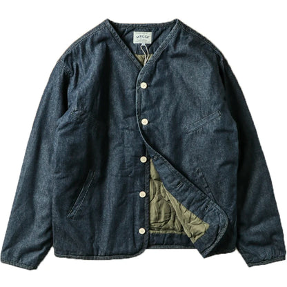 Retro Japanese Style Loose Fit Cotton Jacket Casual Unisex Denim Coat Long Sleeve Warmth Youth Fashion Autumn Winter Men's Wear