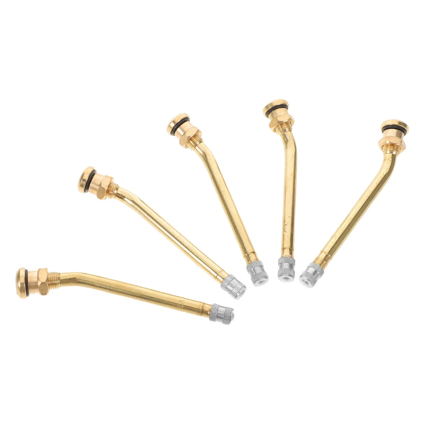 5Pcs Tubeless Truck Tire Valve Stems Brass Bend Clamp-in Valve Stem Heavy Duty for Bus Wheel Tire Air Seal Replacement