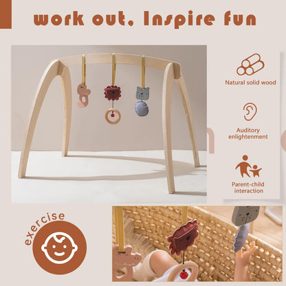 Baby Gym Wooden Carpet Activities for Babies Tent Pendent Hanger Activities for Baby Stroller Toys Wooden Room Activities Gym