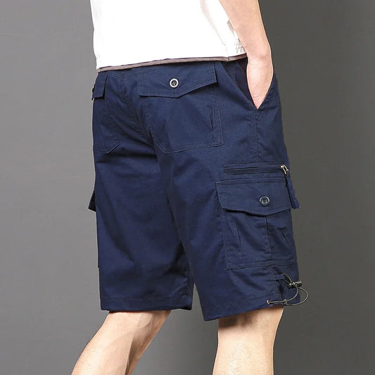 Men's Work Shorts Summer Lightweight with Drawstring Waist Multiple Pockets Loose Fit Casual 5-Inch High Street American Style