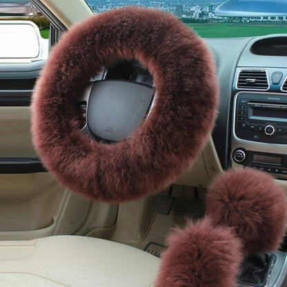 New Car Fluffy Plush Steering Wheel Cover Fashion Winter Warm Fleece Non-slip Handle Gloves Ladies Car Decoration Accessories