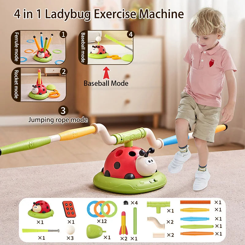 4 Styles Ladybug Multifunction Exercise Machine Ferrule Jump Rocket Launcher Toy Sports Entertainment Game Outdoor Educational