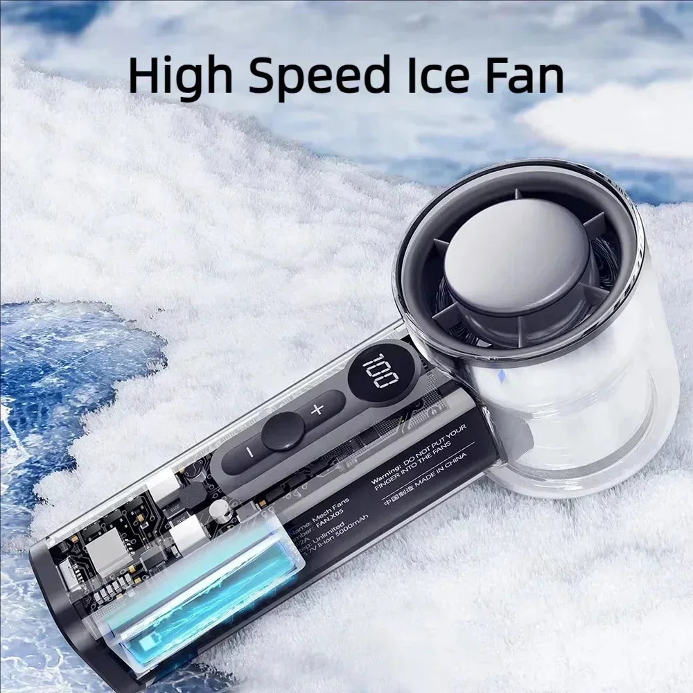 New Outdoor Fan Cooling Handheld Fan Semiconductor Refrigeration High-speed Handheld Electric Fan 3000mAh Portable Rechargeable