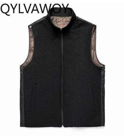 QYLVAWOY 100% Real Wool Man Jacket Winter Men's Wool and Trench Coats Mid-Length Jackets Stand Collar Coat Warm High Quality