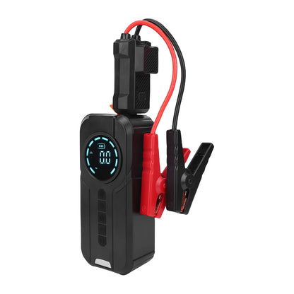 Car Jump Starter Portable Air Compressor 10000mAh with Pressure Display Emergency Lighting Cordless Tire Inflator for Car Bike