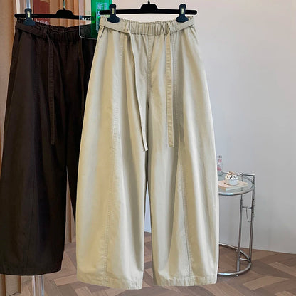 High Waist Straight Leg Cotton Cargo Pants Women's plus Size Loose Fit Casual Trousers Retro Style Spring Fashion Ladies' Wear