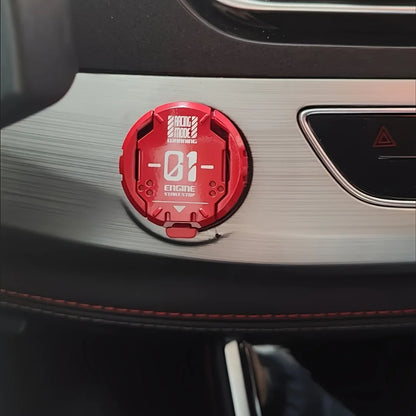 [Red Metal Mecha Cover]Red Metal Mecha Push Start Button Cover|Cool Car Engine Protector & Interior Decor Sticker Decal for Cars