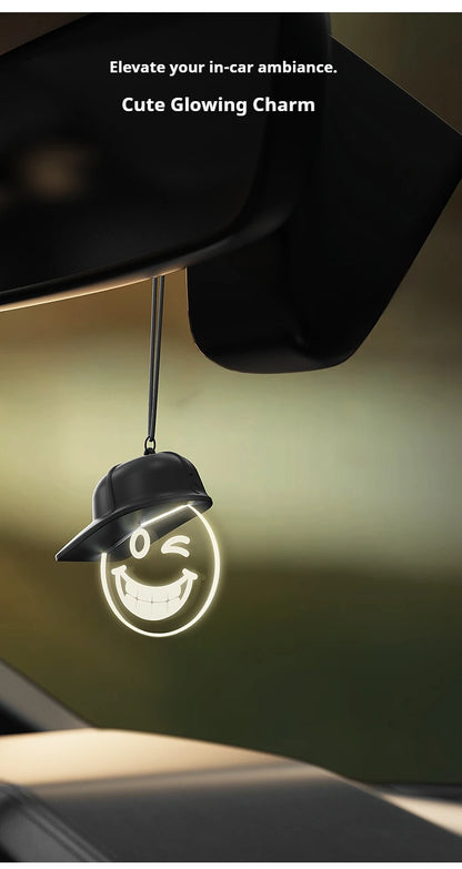 Creative Retro Car Pendant, Luminous Light Bulb Hanging Decoration, High-end Auto Atmosphere Light, Rearview Mirror Decor