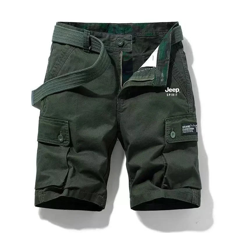 Jeep Spirit Summer New Men's Pure Cotton Printed workwear casual shorts thin five quarter pants slim fit outdoor casual shorts