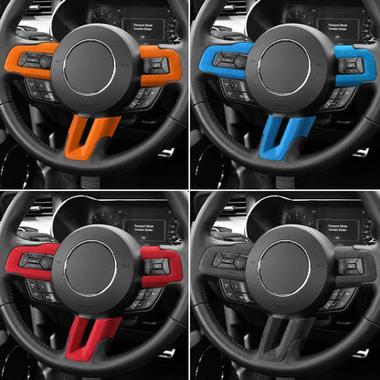 Made of Alcantara For Mustang Steering Wheel Panel Decorative Strips Trim Frame Sticker Car Premium Interior Tuning Accessories