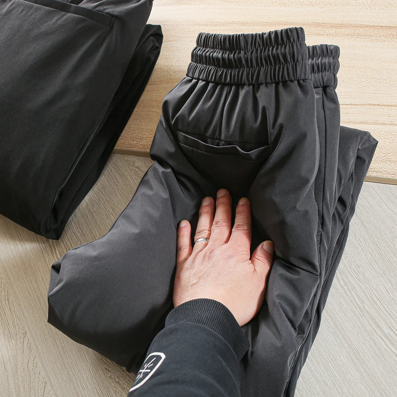 Waterproof Breathable Goose down Pants Men's Elastic Waist Casual Fashion Urban Style Long Pants Youth Wear Outdoor Clothing