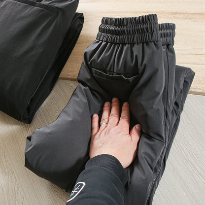 Waterproof Breathable Goose down Pants Men's Elastic Waist Casual Fashion Urban Style Long Pants Youth Wear Outdoor Clothing