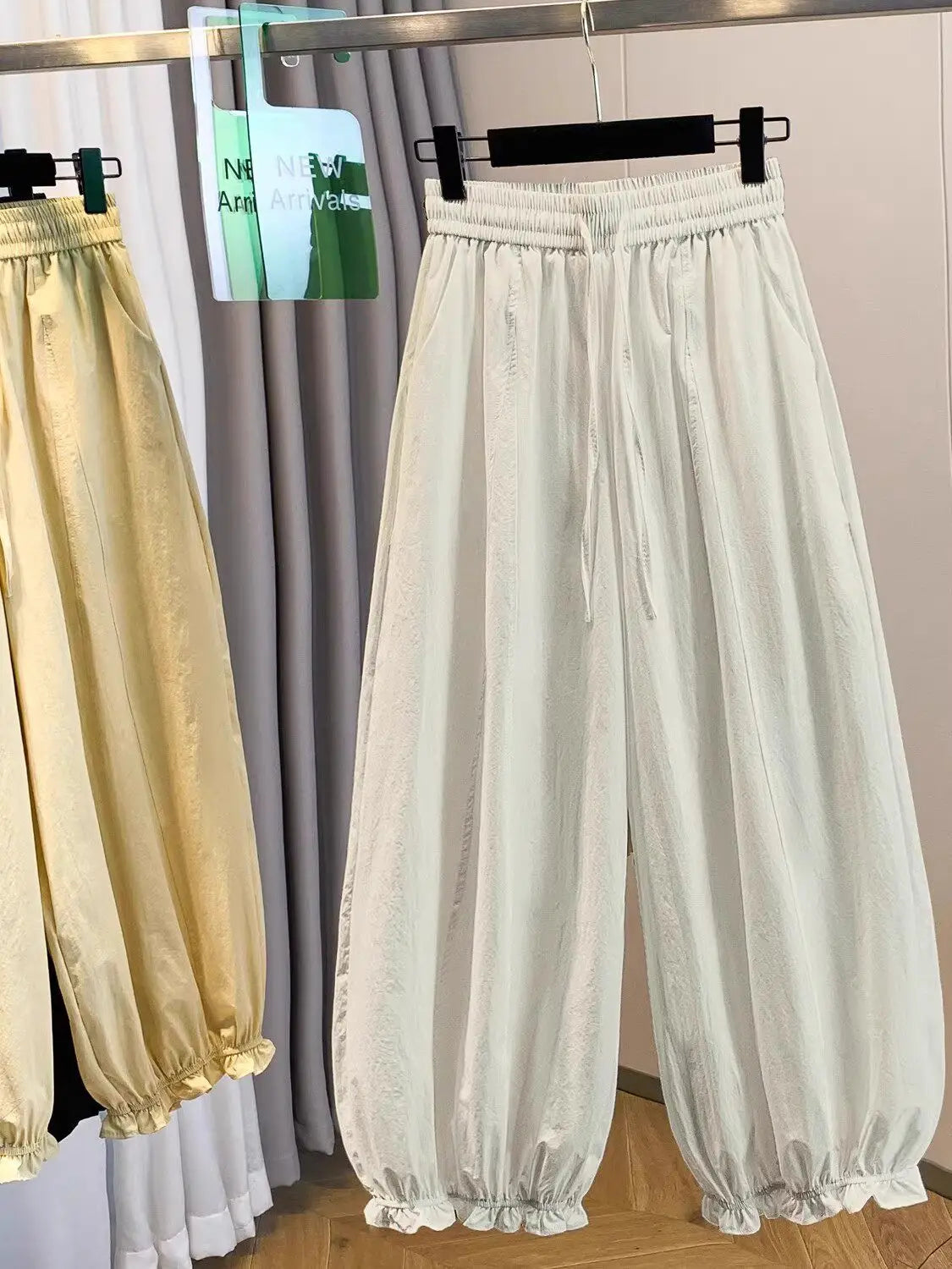 Casual Ice Silk Quick Dry Nine-Piece Flower Bud Pants Women Summer Thin Loose High Waist Draping Lantern Pants