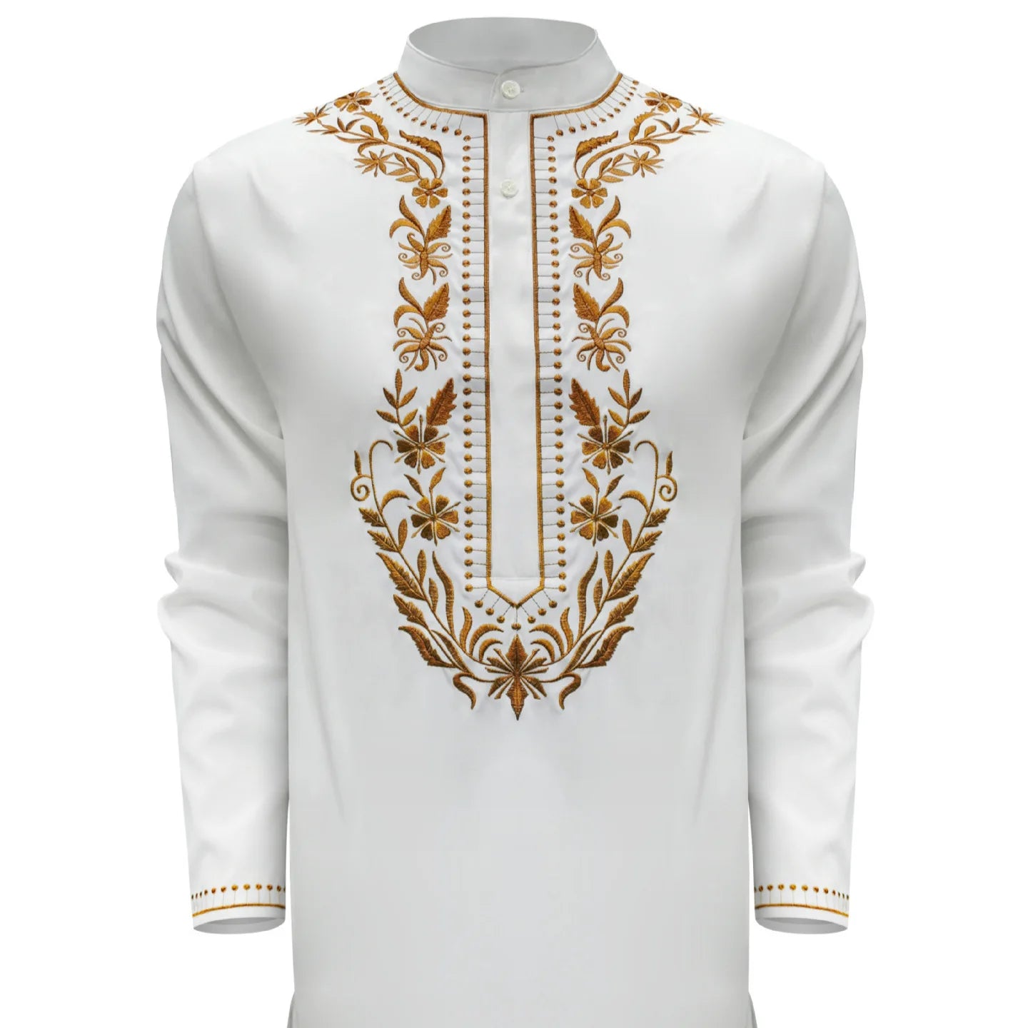 2026 New White Embroidered Men's 2-piece Suit Men's Outfit 2026 Muslim Long Dress Robe Abaya Ramadan Dubai Luxury Islam Elegant
