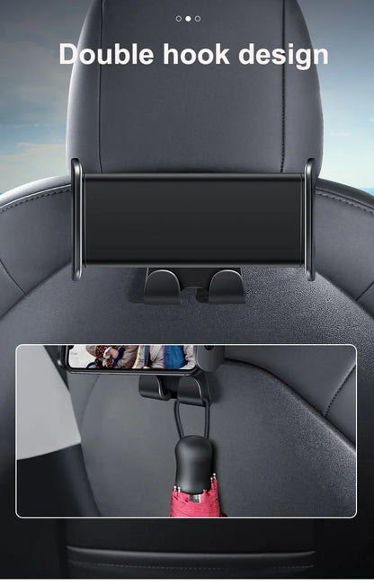 For Tesla Model 3/Y Back Seat Phone Holder with 2 hooks 360° Rotate Stand Auto Headrest Bracket Support For Tablet PC iPad Mini