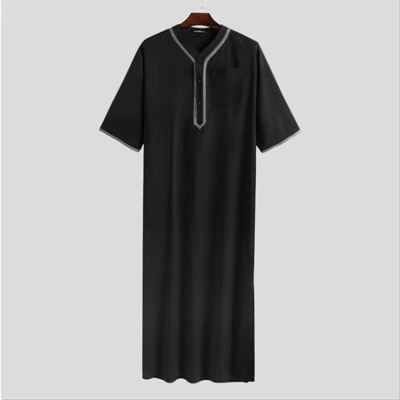 2026 Men's Muslim Hooded Robe Middle Eastern Islamic Arabic Clothing Vintage Loose Long Sleeve Drawstring Fashion Male Robe New