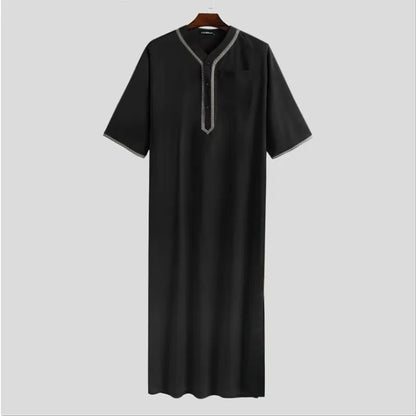 2026 Men's Muslim Hooded Robe Middle Eastern Islamic Arabic Clothing Vintage Loose Long Sleeve Drawstring Fashion Male Robe New