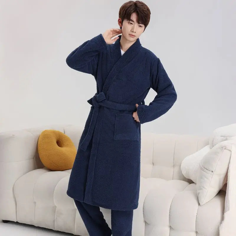 Arctic Velvet Thiened Women's Sp Robe Island Velvet Couples Bath Robe Coral Velvet Men's Home Clothes Autumn Winter Home...