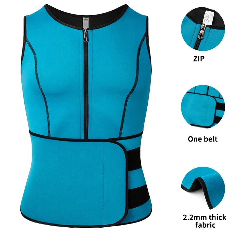 Men Corset Slimming Body Shaper Fat Burning Vest Sauna Sweat Belly Waist Trainer Sport Girdle Shirt Fitness Shapewear Underwear