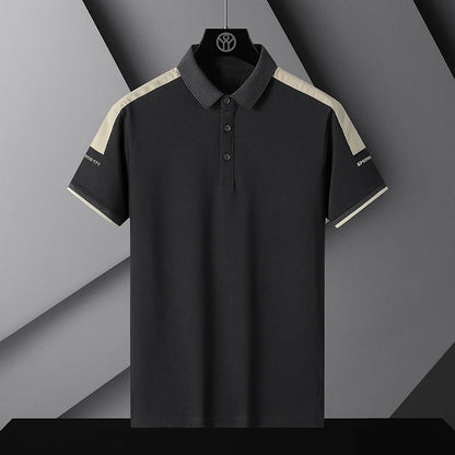 Patchwork Business Polo Shirt Men Short Sleeve Polos Shirts Summer Trendy Brand Flip Collar Ice Silk Shirt Collar Men's T-shirt
