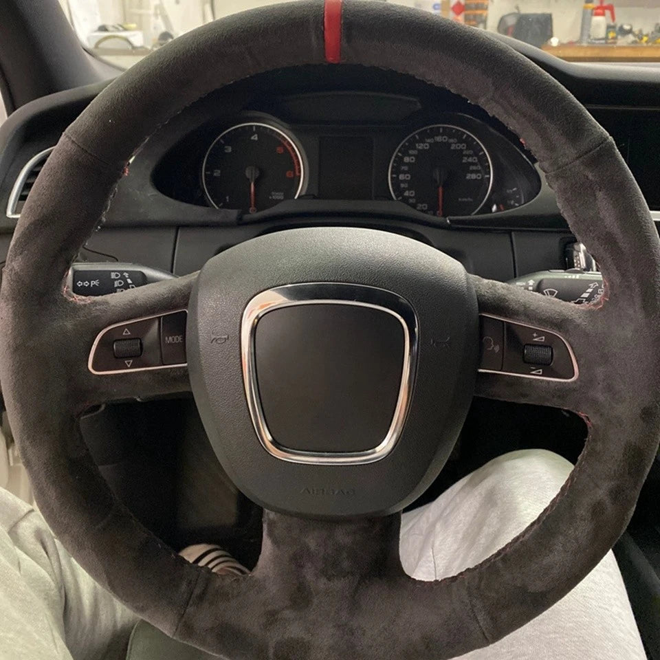 Black Suede Braid Car Steering Wheel Cover For Audi A3 8P Sportback A4 B8 Avant A5 8T A6 C6 A8 D3 Q5 8R Q7 4L S3 S4 S5 Seat Exeo