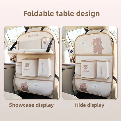Car Seat Back Organizer - Rear Hanging Storage Bag, Backseat Table Tray, Vehicle Mounted Desk Board