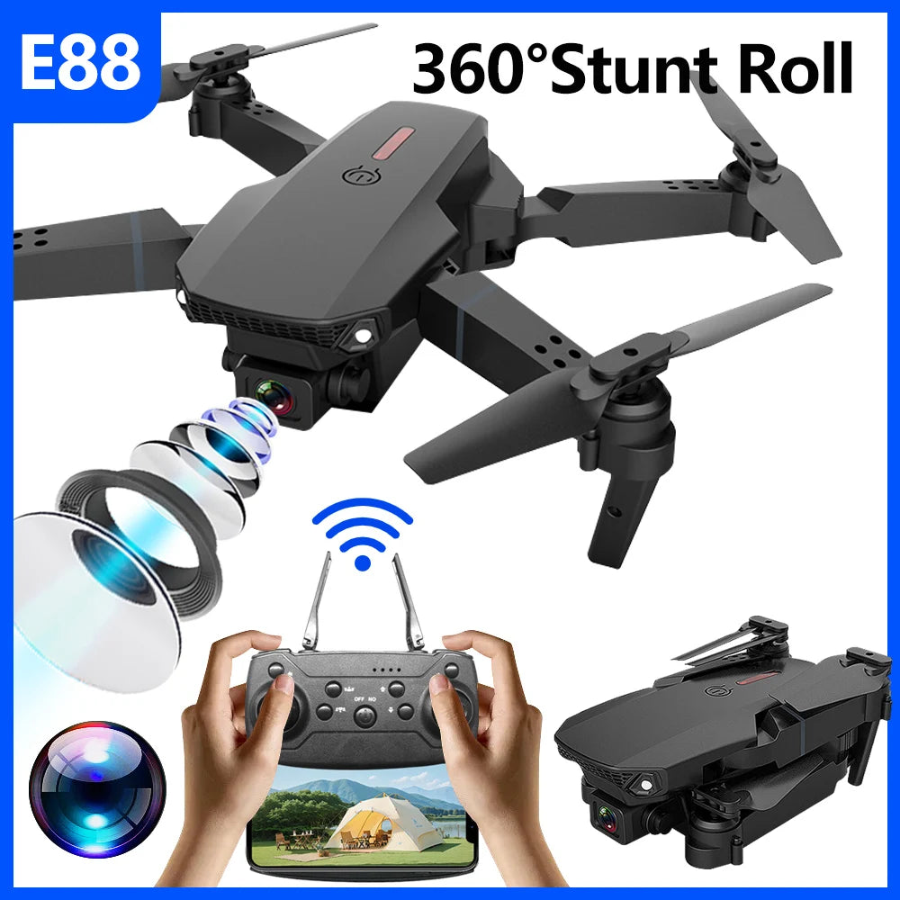 E88 Mini Drone UAV 360-Degree Rotating Folding WiFi Remote Control Aerial Photography Quadcopter Toy Helicopter One-Click New
