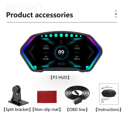 36 Functions HUD OBD+GPS Dual System Car Head Up Display GPS Speedometer Slope Meter Water Temp Speed Alarm on-board Computer