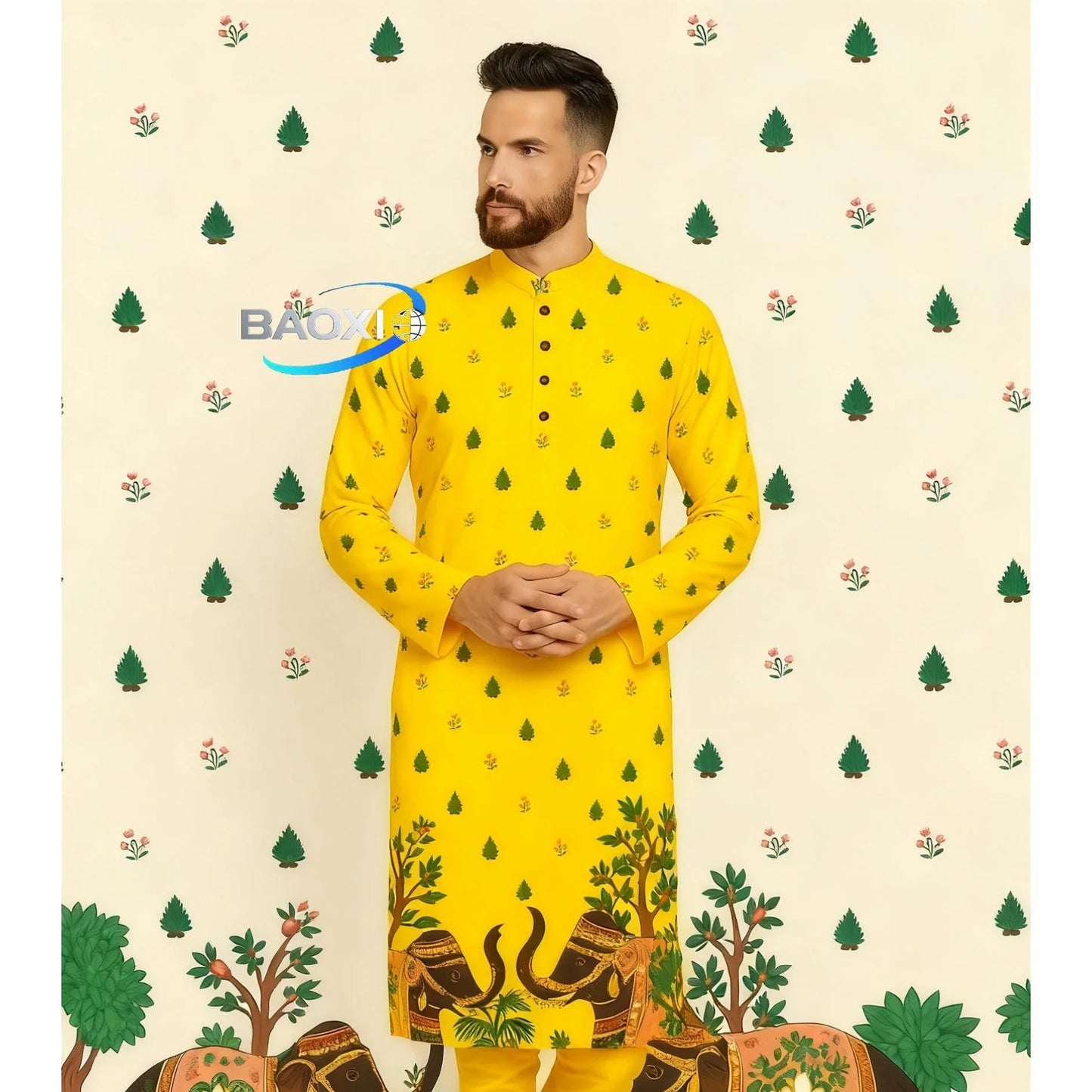 Stand Collar Muslim Men Clothes Folk Kaftan Musulman Kurta Indian Islamic Clothing Ropa Musulman Hombre Camisa Arabe Hombre