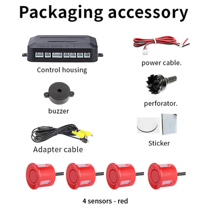 Rear View Parking Sensor System 4 Waterproof Sensors 22mm AHD/CVBS Compatible Display Car Safety Radar For Vehicle Truck Van RV