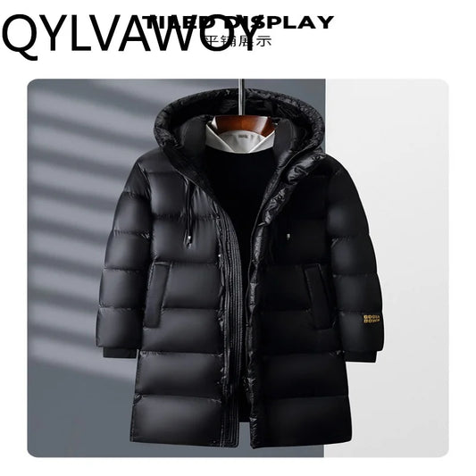 QYLVAWOY 90% Goose Down Jacket Man Winter Thickened Parkas Hooded Puffer Coats Warm Light Weight Down Jackets casaco masculino
