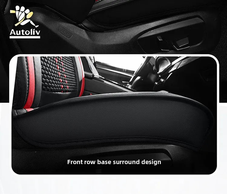 Universal Auto Split Seat Car Full Seat Cover Breathable Ice Silk Nappa Leather Car SUV Cushion Full Seats Cover Protection