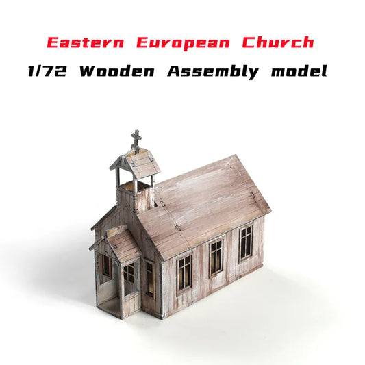 1/72 Eastern European Church Miniature Landscape Architecture Wooden Assembly Model DIY Handmade Toy