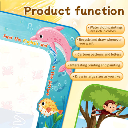Magic Water Drawing Mat Canvas Reusable Painting Board Doodle Color Reveals When Wet With Mat Pens Sketchbook Tracing Boards