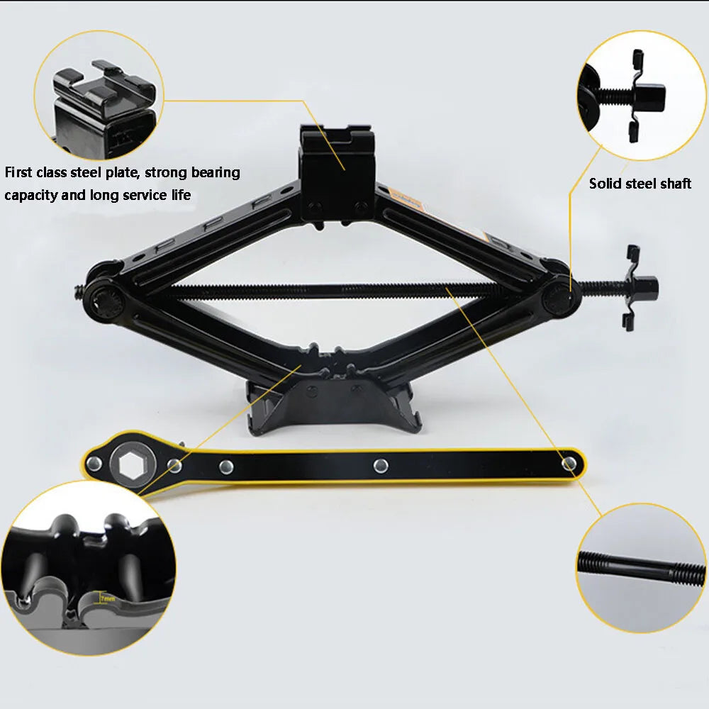 3 Ton Scissor Jack Lift Wind Up Tools For Car Van Garage with Wrench Speed Handle