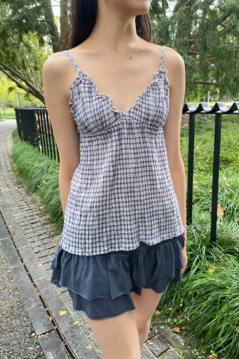 Brandy Melville Pure Cotton Three-Button Base Layer Vest Sweet Style V-Neck Sleeveless Tank Top for Women Spring Summer