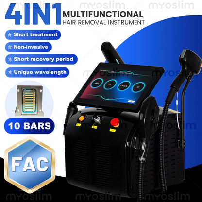 New 4-in-1 Titanium Ice 5000W RF Hair Removal 755/808/940/1064nm, Painless IPL Tattoo Removal Device CE