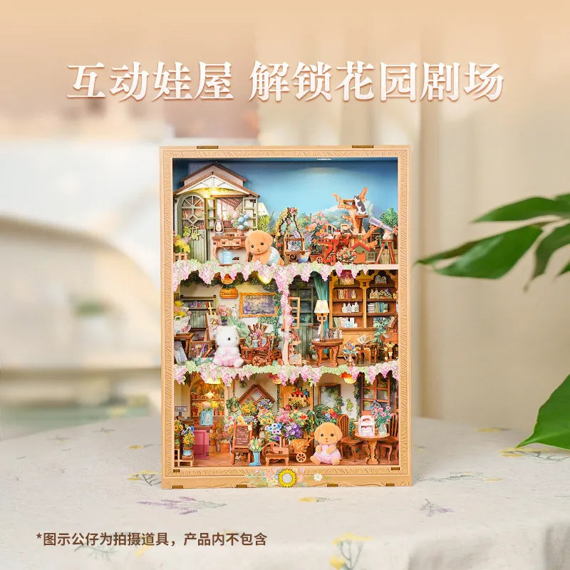 Tonecheer Blossom Time Travel Collector  Wooden Puzzle Building Blocks Diorama Model Kit 3D Wooden Surprise Dollhouse Decoration