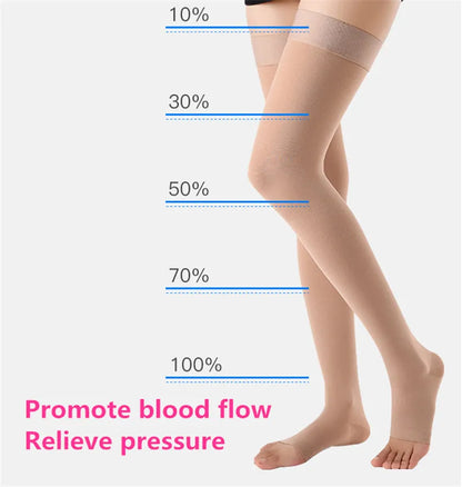 30-40mmHg Medical Compression Socks Varicose Veins Socks Elastic Nursing Socks Third Grade Compression Over Knee Socks