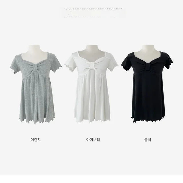 Chic Sweet Style White Bowknot Pleated Short Sleeve T Shirt Women Summer New Unique Top Korean Style Ladies Fashion