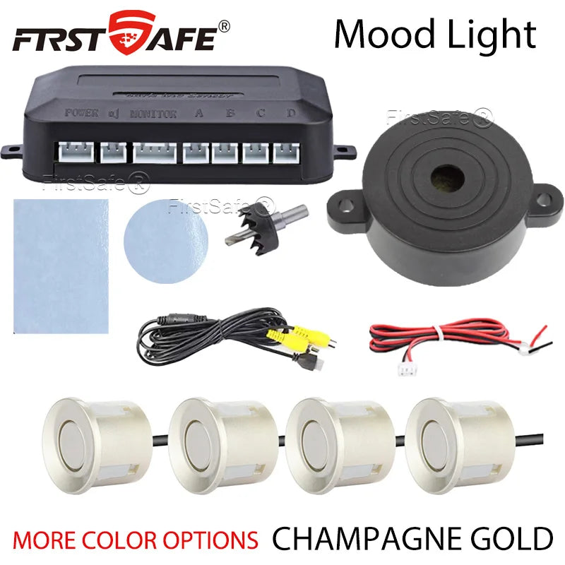 22mm Flat Sensor CVBS Vehicle Mounted Video Visual Parking Backup Radar Distance Alarm Universal Auto Safety Auxiliary Kit