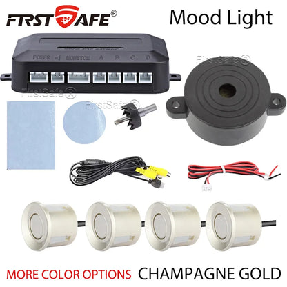 22mm Flat Sensor CVBS Vehicle Mounted Video Visual Parking Backup Radar Distance Alarm Universal Auto Safety Auxiliary Kit