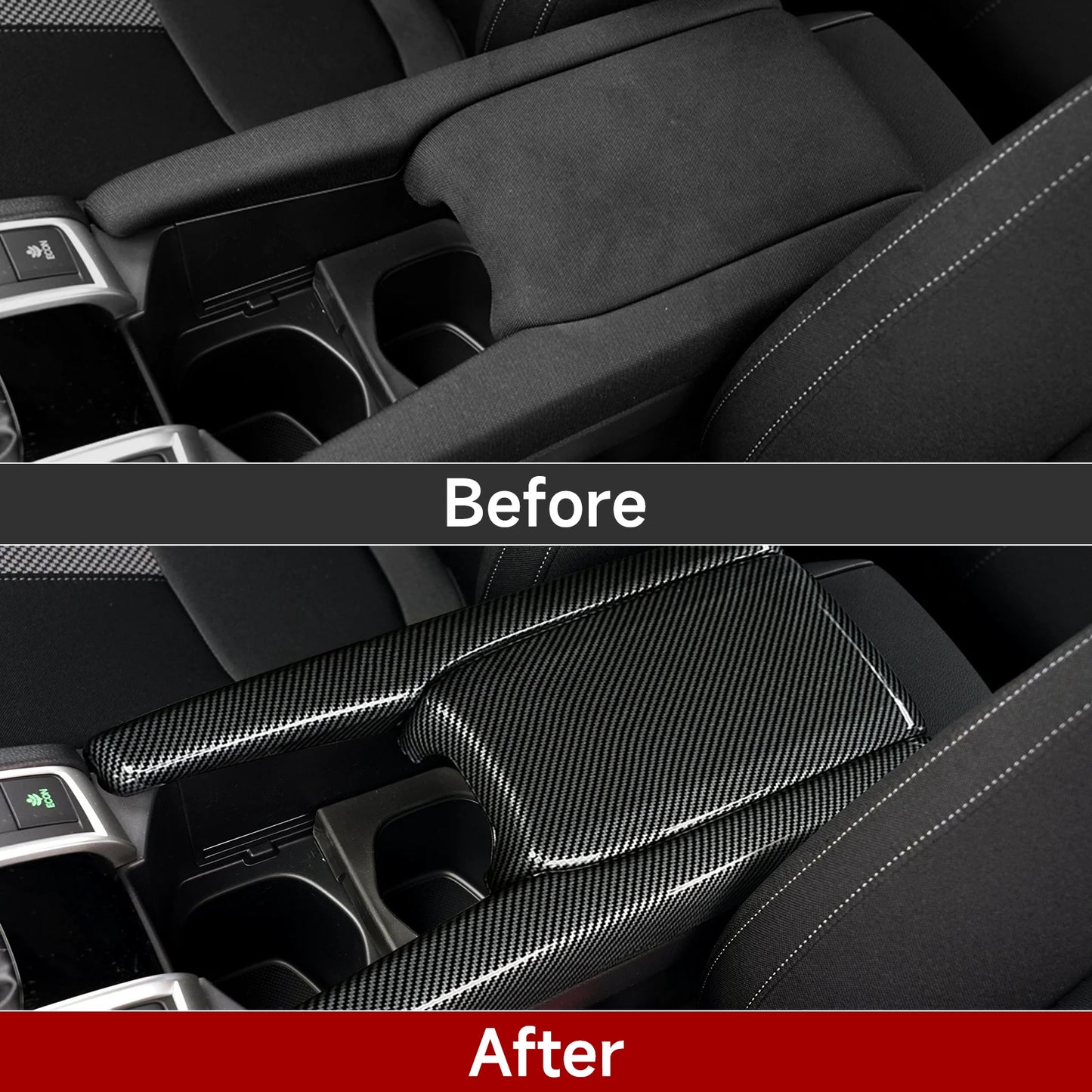 For Honda Civic 10th Gen (2016 -2021) Interior Accessories, Car Center Console Gear Shift Panel , Carbon Fiber ABS Trim Sticker