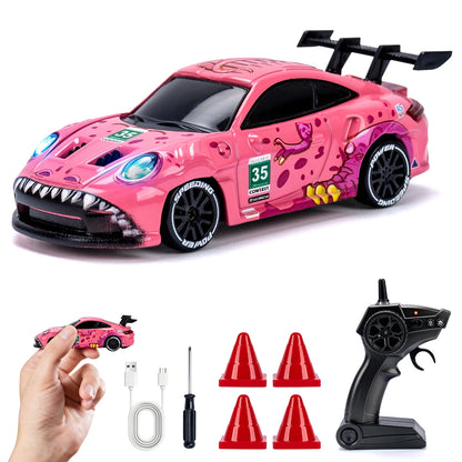 1/64 High Speed Drift RC Car with Light 2.4G 4WD Remote Control Car Mini Racing Model Cars Desktop Full Proportion Cars Gifts