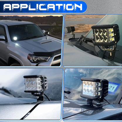 Hood Ditch LED Light Brackets for 2014-2025 Toyota Hilux ,Offroad Hood Hinge Light Mount Brackets kit for Pod Work Lights.