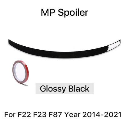 Rear Bumper Spoiler Lip For BMW 2 Series F22 F23 M2 F87 Carbon Fiber MP M4 PSM Style Roof Trunk Wing Tail 2014 -2021 Gloss Black