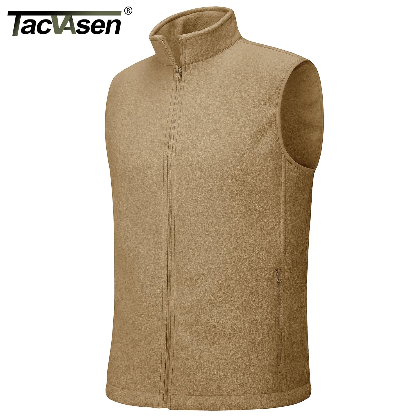 TACVASEN Men's Fleece Vest Zip Up Lightweight Sleeveless Jacket Warm Polar Fleece Outerwear with Pockets Casual Golf Hiking Vest